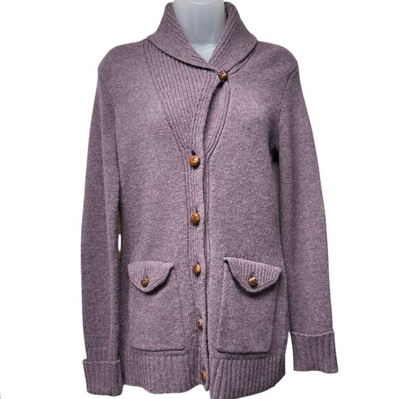 Vintage Rugby Ralph Lauren Women Cardigan Wool Sweater Size Small Purple Preppy - Picture 1 of 7